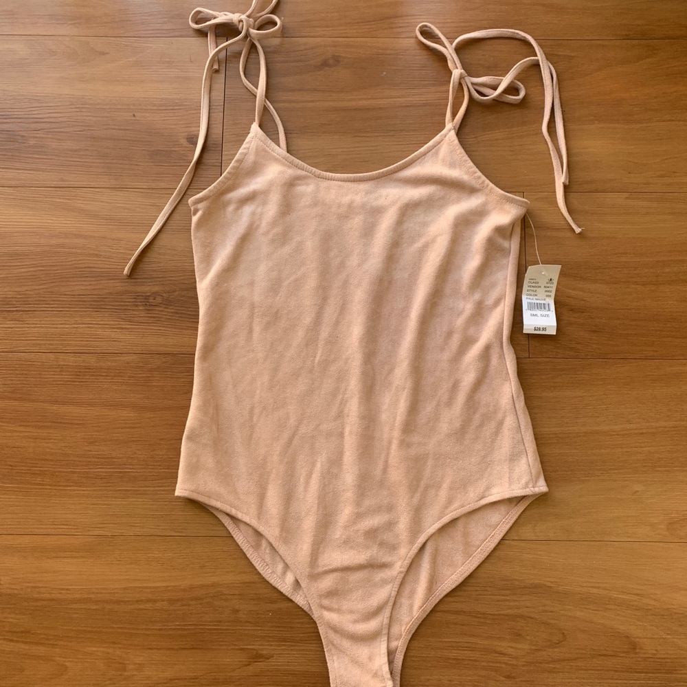 Pink tied bodysuit, with tags. SIZE SMALL